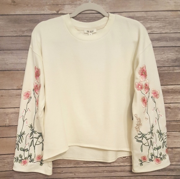 One Hart Tops - One Hart Embroidered Bell-sleeve Sweatshirt